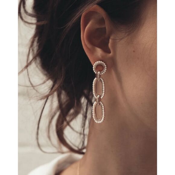 Nordstrom‘s chain-link with delicate pearl detail dangle earrings ￼ - Picture 1 of 6